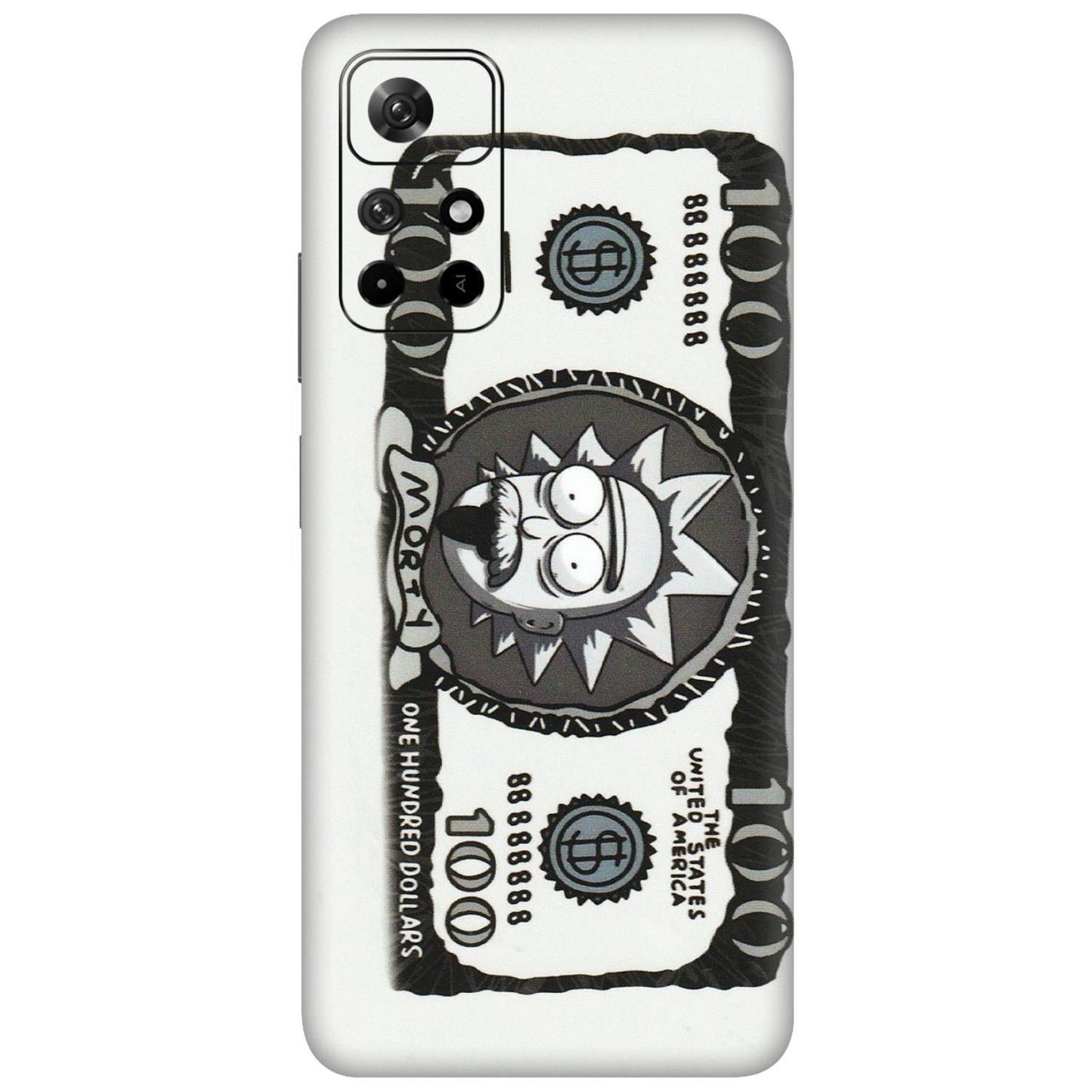 Xiaomi Redmi Phone Skins (All Models) - Rick And Morty Hundred Dollar Anime - Matte Finish (M-161) Redmi Note 11T 5G