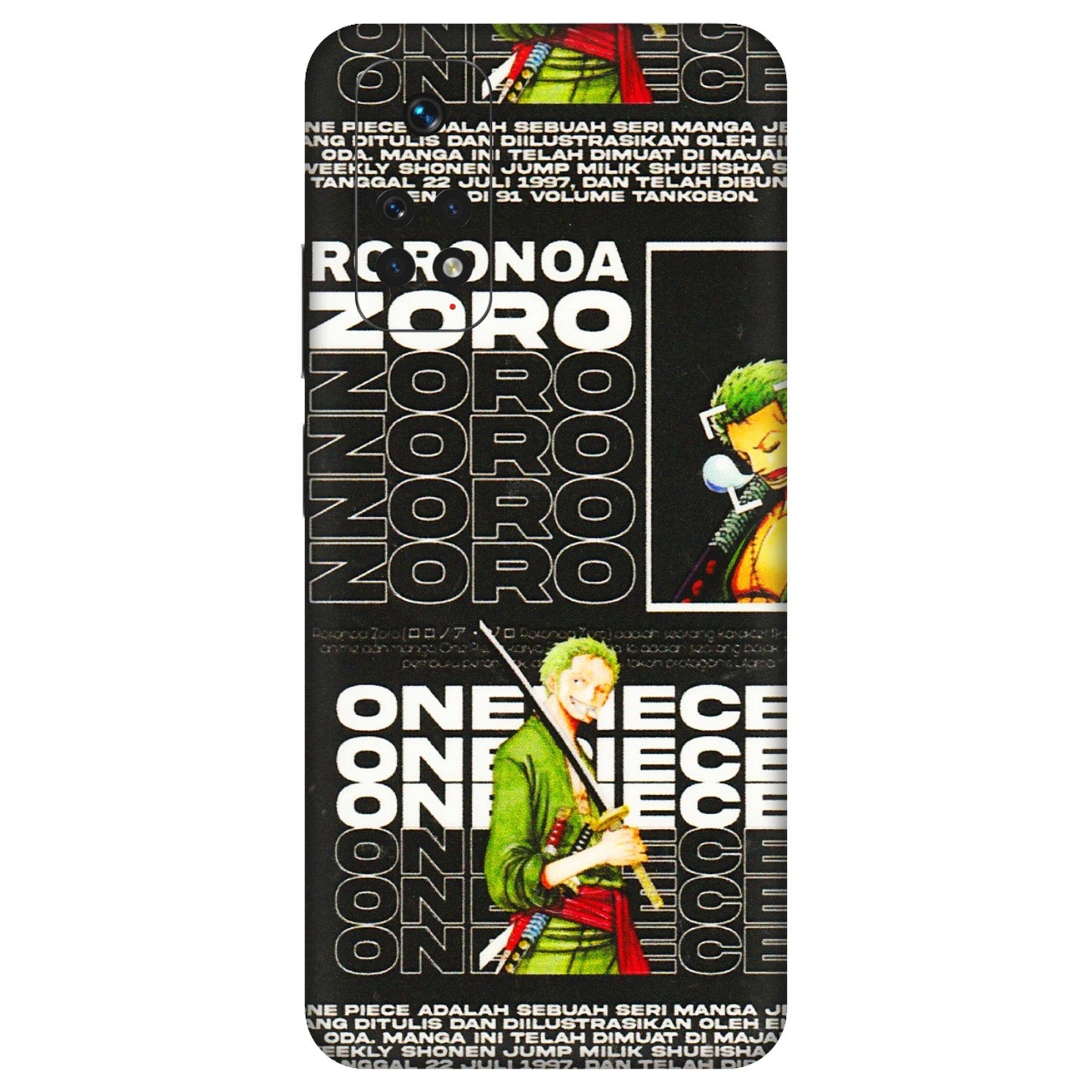 Xiaomi Redmi Phone Skins (All Models) - One Piece Zoro - 3D Embossed Finish (L-250) Redmi Note 11