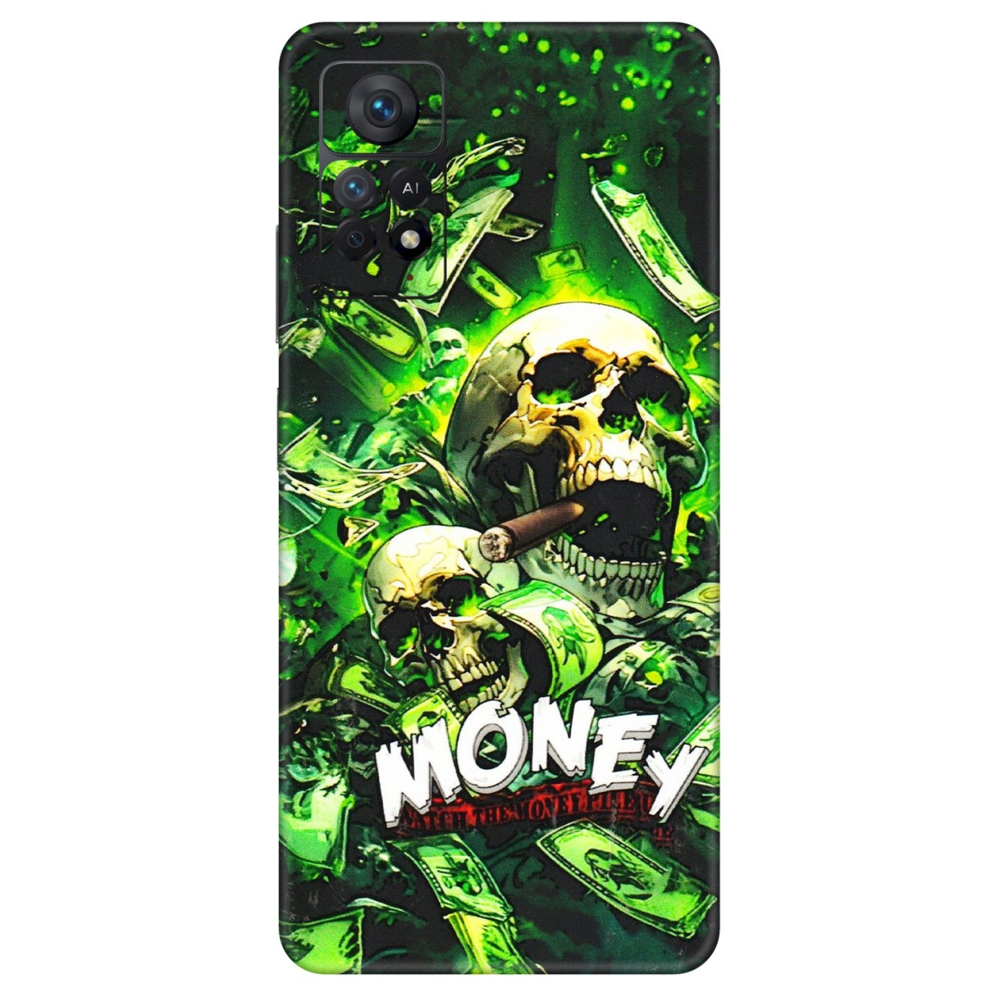 Xiaomi Redmi Phone Skins (All Models) - Skull Money - 3D Embossed Finish (L-303) Redmi Note 11 Pro