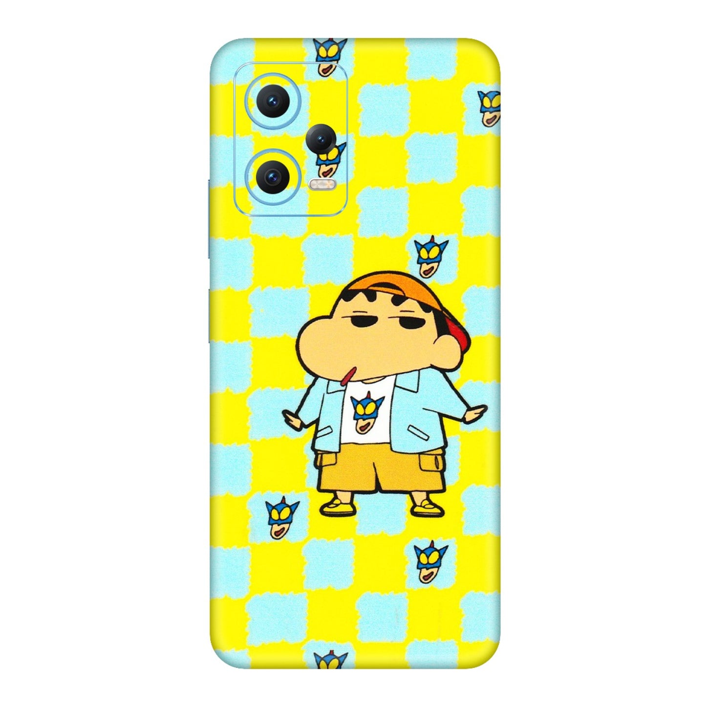 Xiaomi Redmi Phone Skins (All Models) - Yellow Blue Shinchan Cute - 3D Embossed Finish (L-221) Redmi Note 12 5G