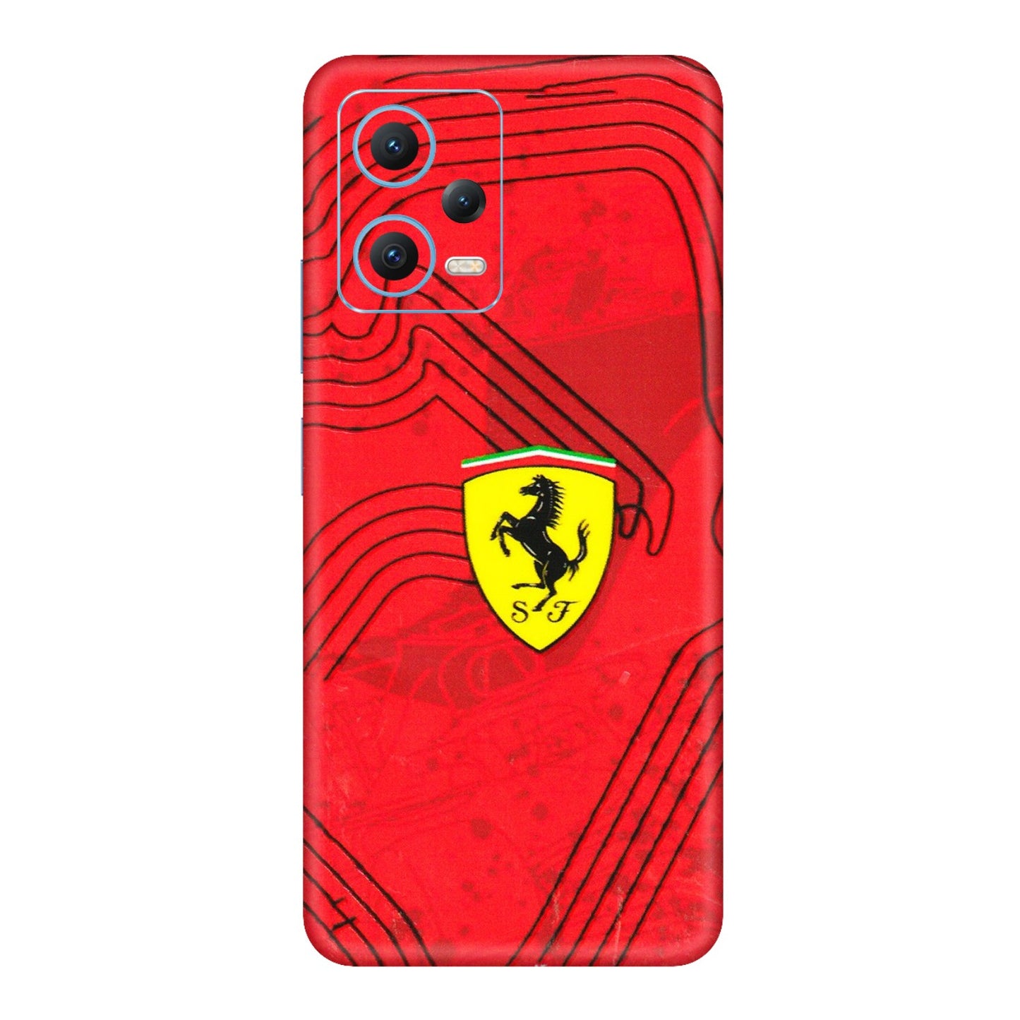 Xiaomi Redmi Phone Skins (All Models) - Red Ferrari Logo Stylish - 3D Embossed Finish (L-238) Redmi Note 12 5G