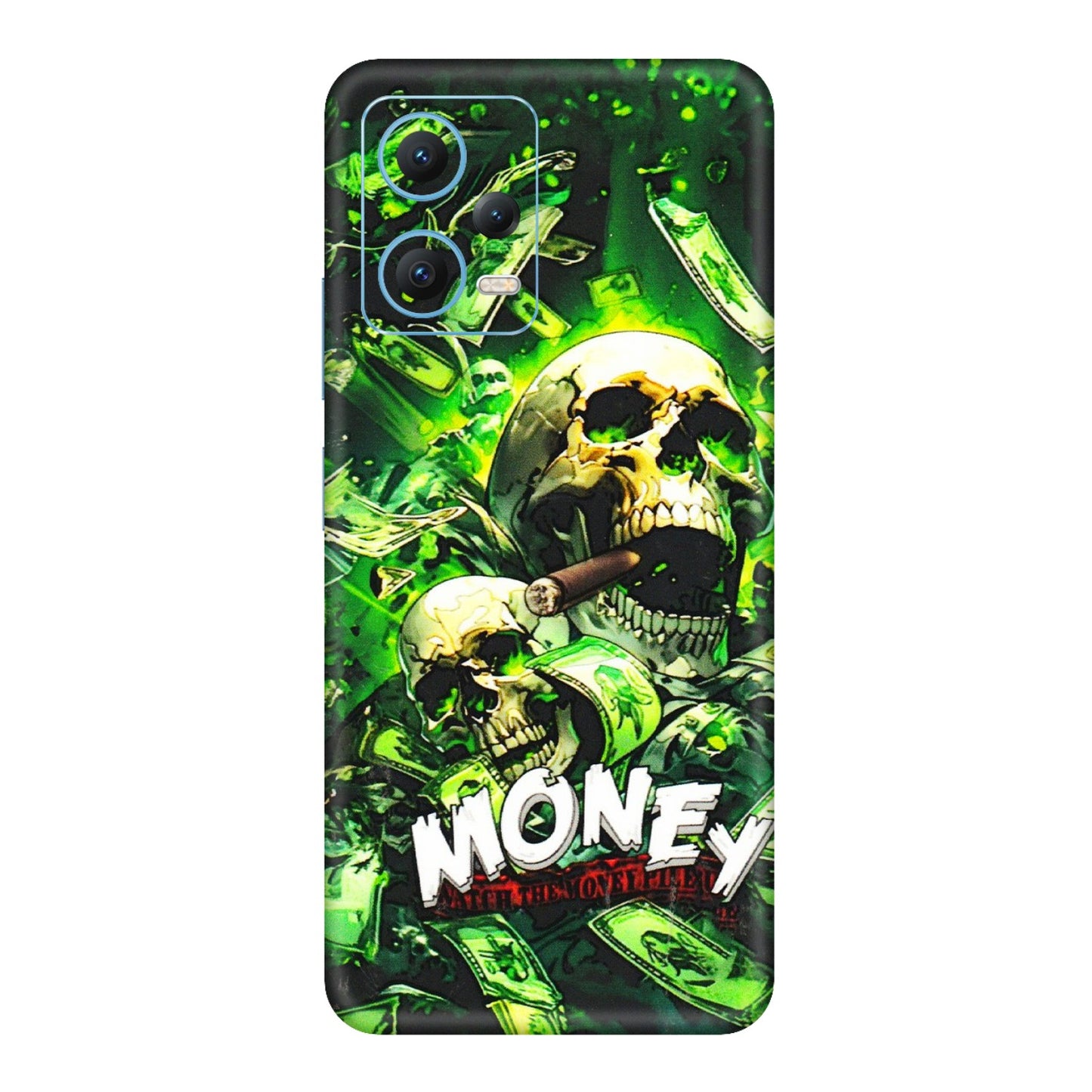 Xiaomi Redmi Phone Skins (All Models) - Skull Money - 3D Embossed Finish (L-303) Redmi Note 12 5G