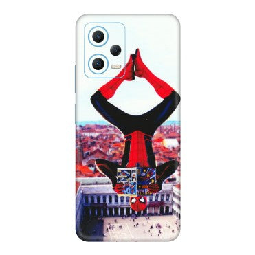 Xiaomi Redmi Phone Skins (All Models) - Spiderman Hanging - 3D Embossed Finish (L-53) Redmi Note 12 5G