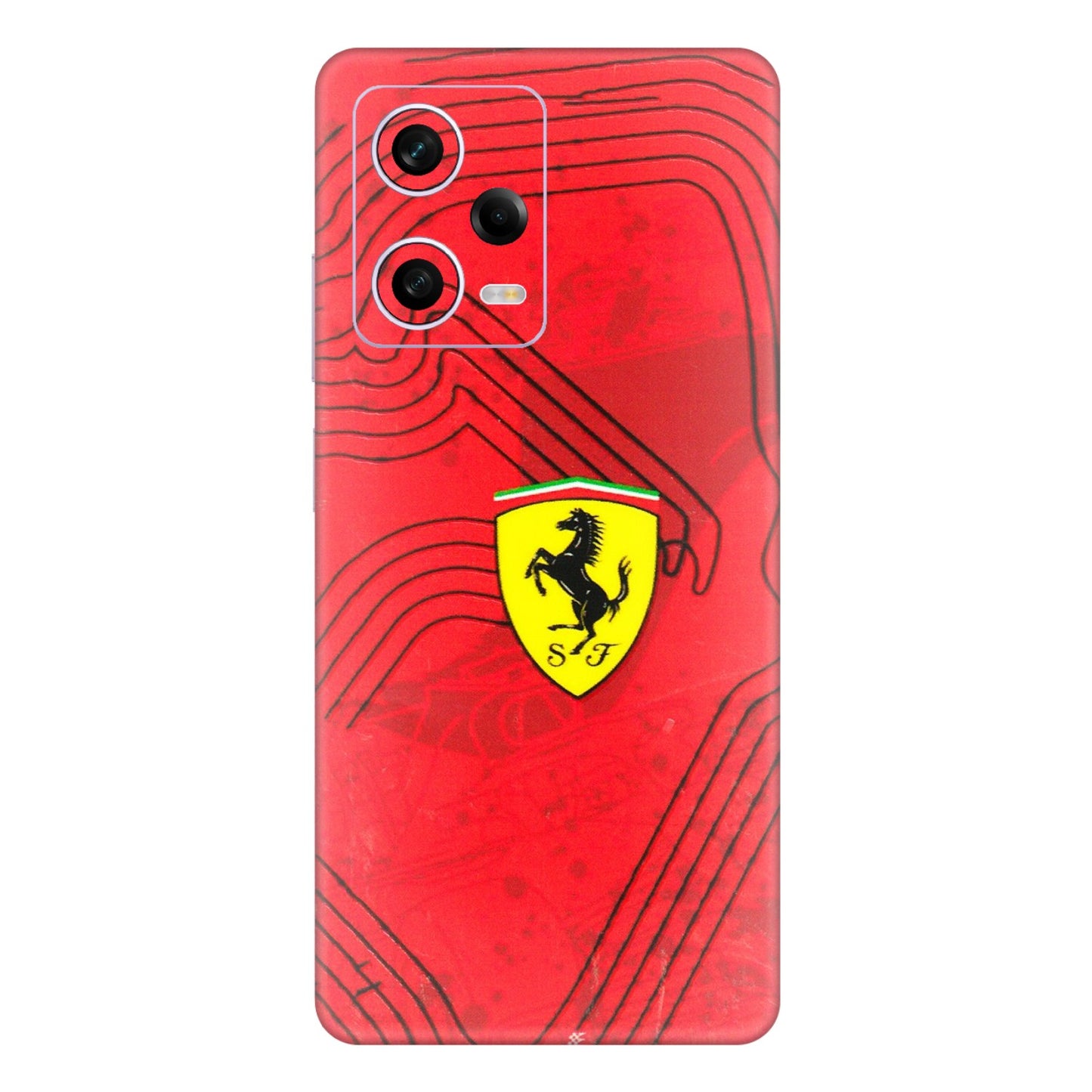 Xiaomi Redmi Phone Skins (All Models) - Red Ferrari Logo Stylish - 3D Embossed Finish (L-238) Redmi Note 12 Pro 5G