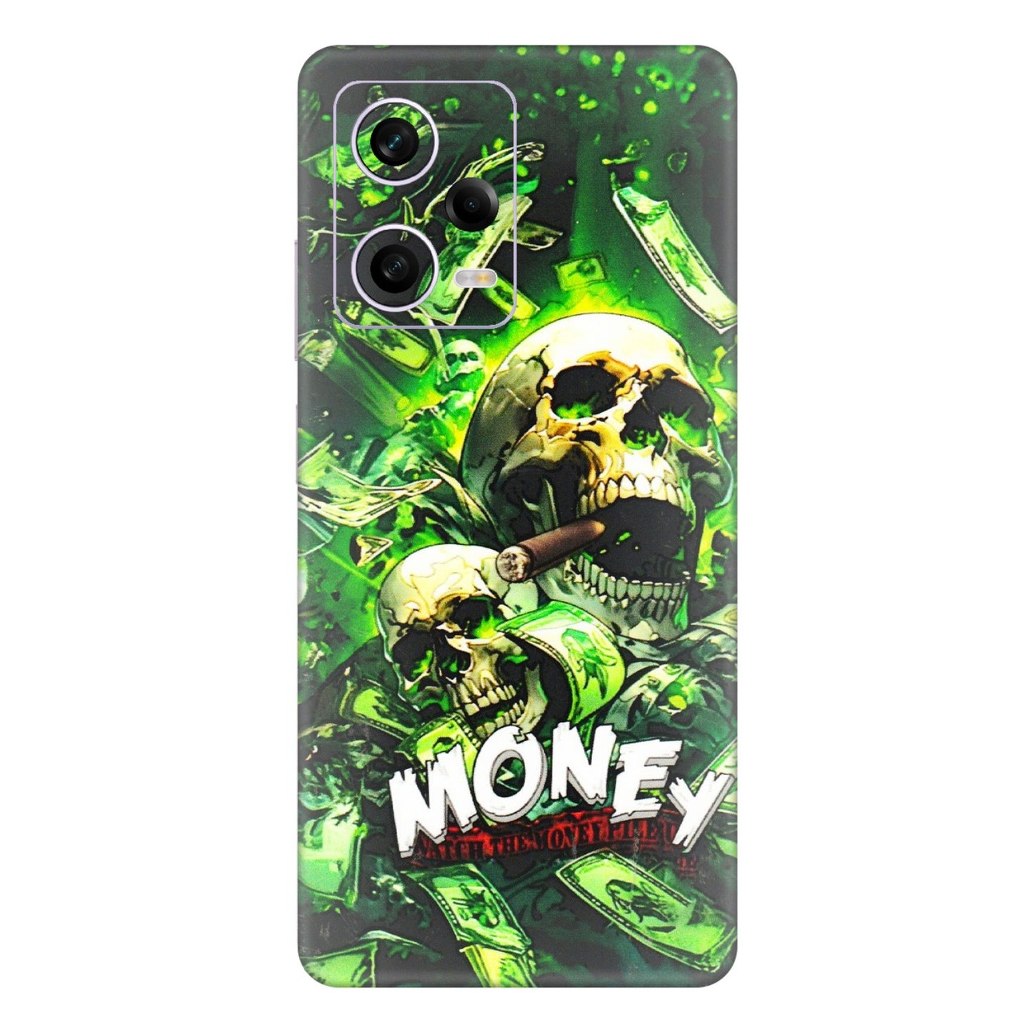 Xiaomi Redmi Phone Skins (All Models) - Skull Money - 3D Embossed Finish (L-303) Redmi Note 12 Pro 5G
