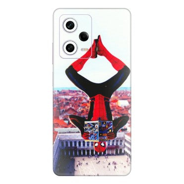 Xiaomi Redmi Phone Skins (All Models) - Spiderman Hanging - 3D Embossed Finish (L-53) Redmi Note 12 Pro 5G