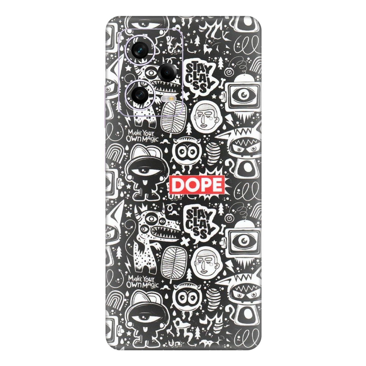 Xiaomi Redmi Phone Skins (All Models) - Dope Stay Classy Black Doodles - Matte Finish (M-126) Redmi Note 12 Pro 5G
