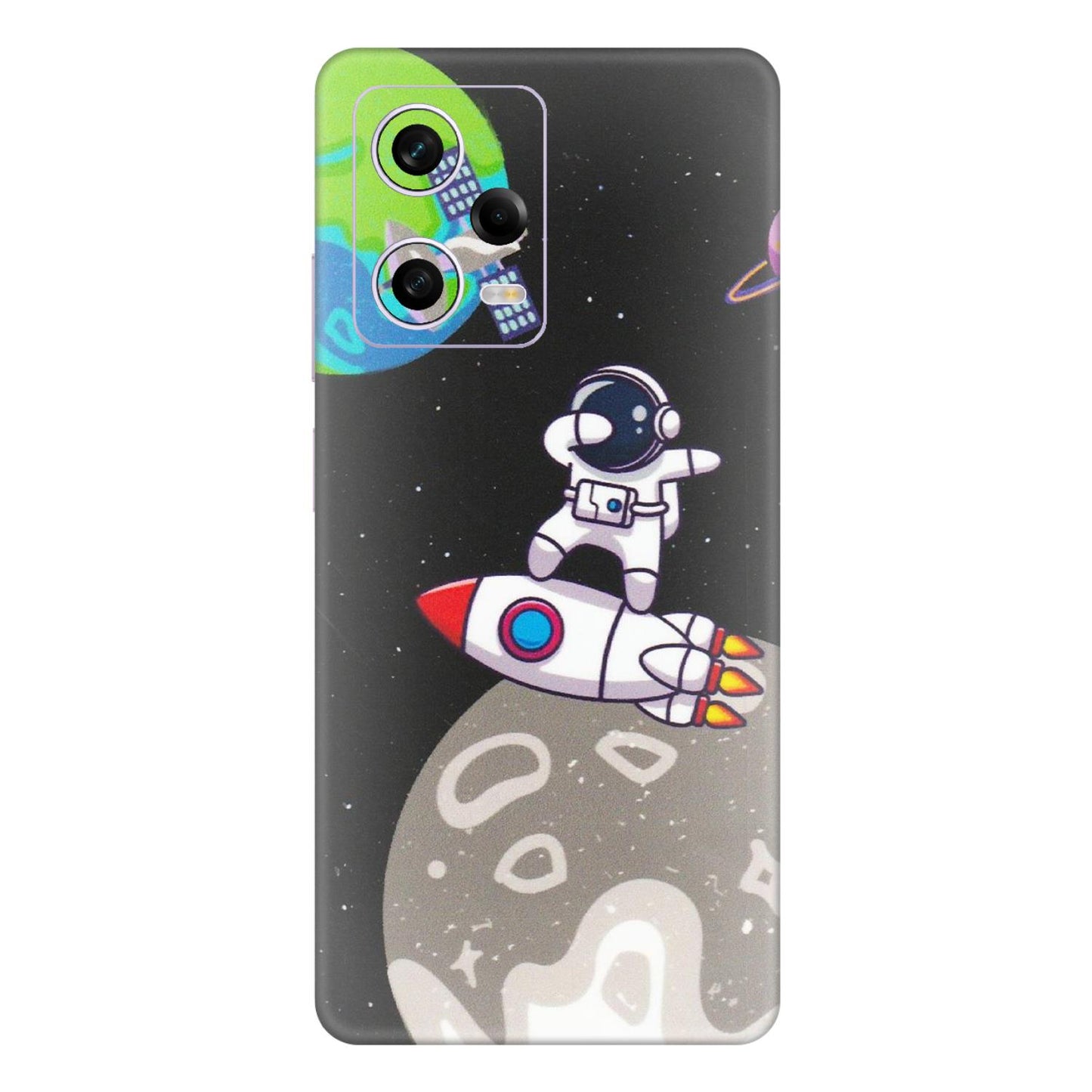 Xiaomi Redmi Phone Skins (All Models) - Astronaut Vibing Toon Running - Matte Finish (M-39) Redmi Note 12 Pro 5G