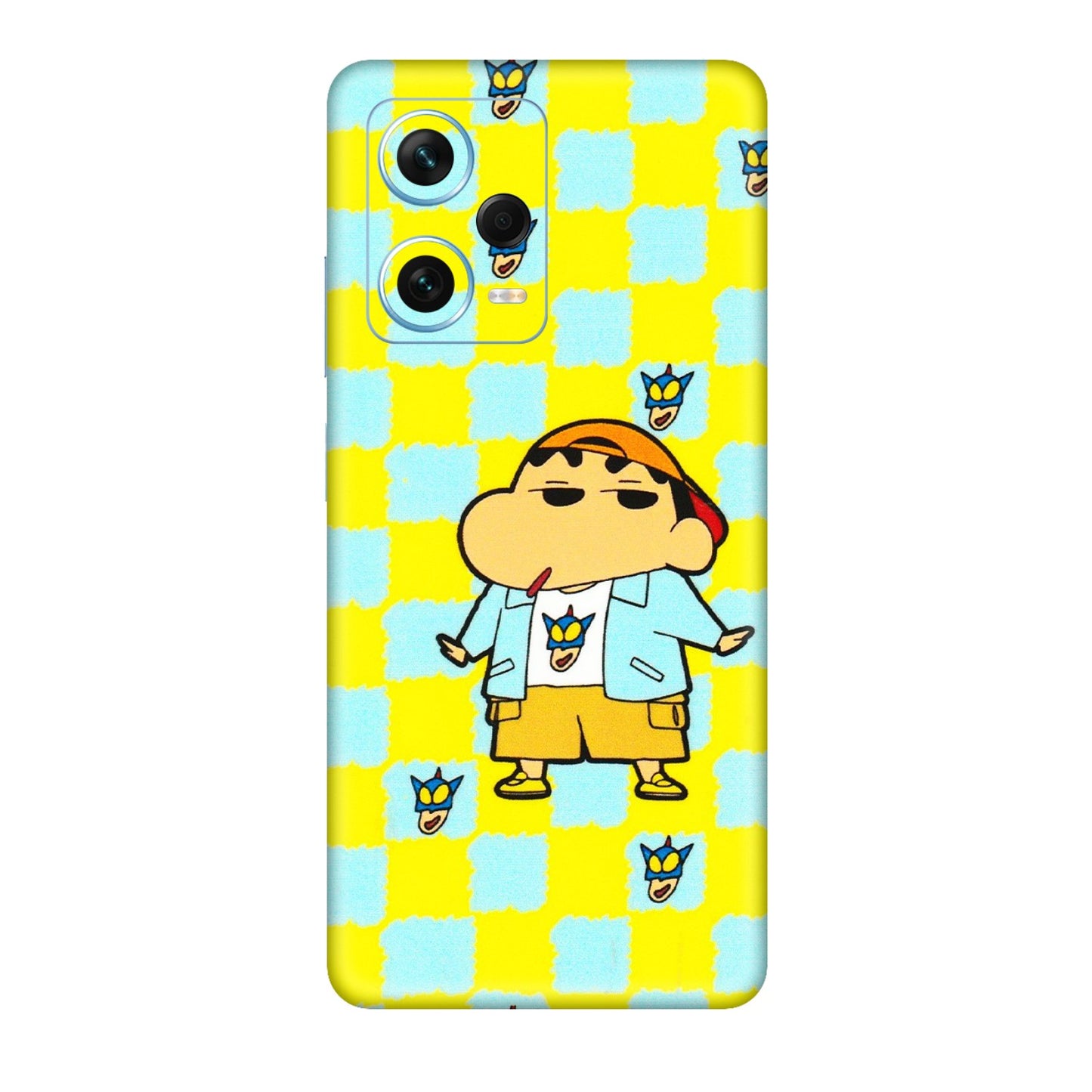 Xiaomi Redmi Phone Skins (All Models) - Yellow Blue Shinchan Cute - 3D Embossed Finish (L-221) Redmi Note 12 Pro Plus 5G