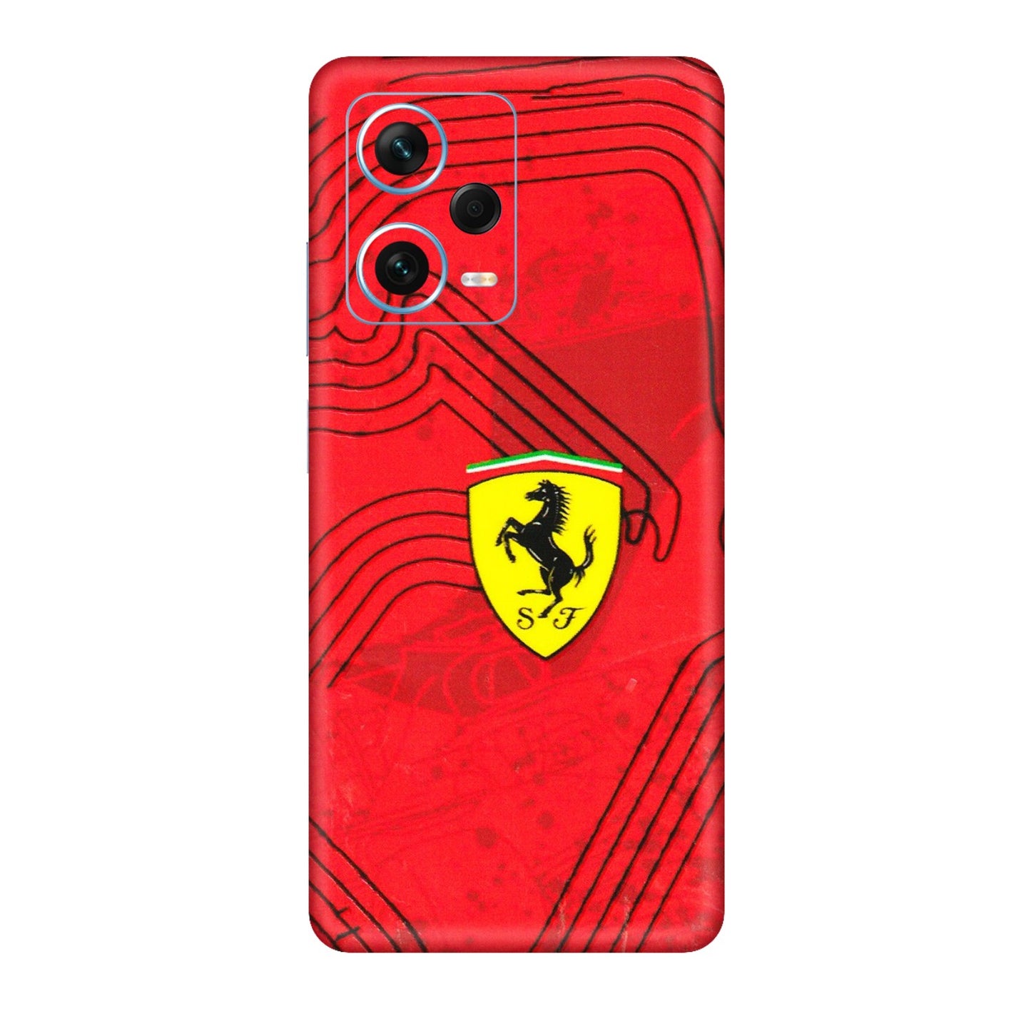 Xiaomi Redmi Phone Skins (All Models) - Red Ferrari Logo Stylish - 3D Embossed Finish (L-238) Redmi Note 12 Pro Plus 5G