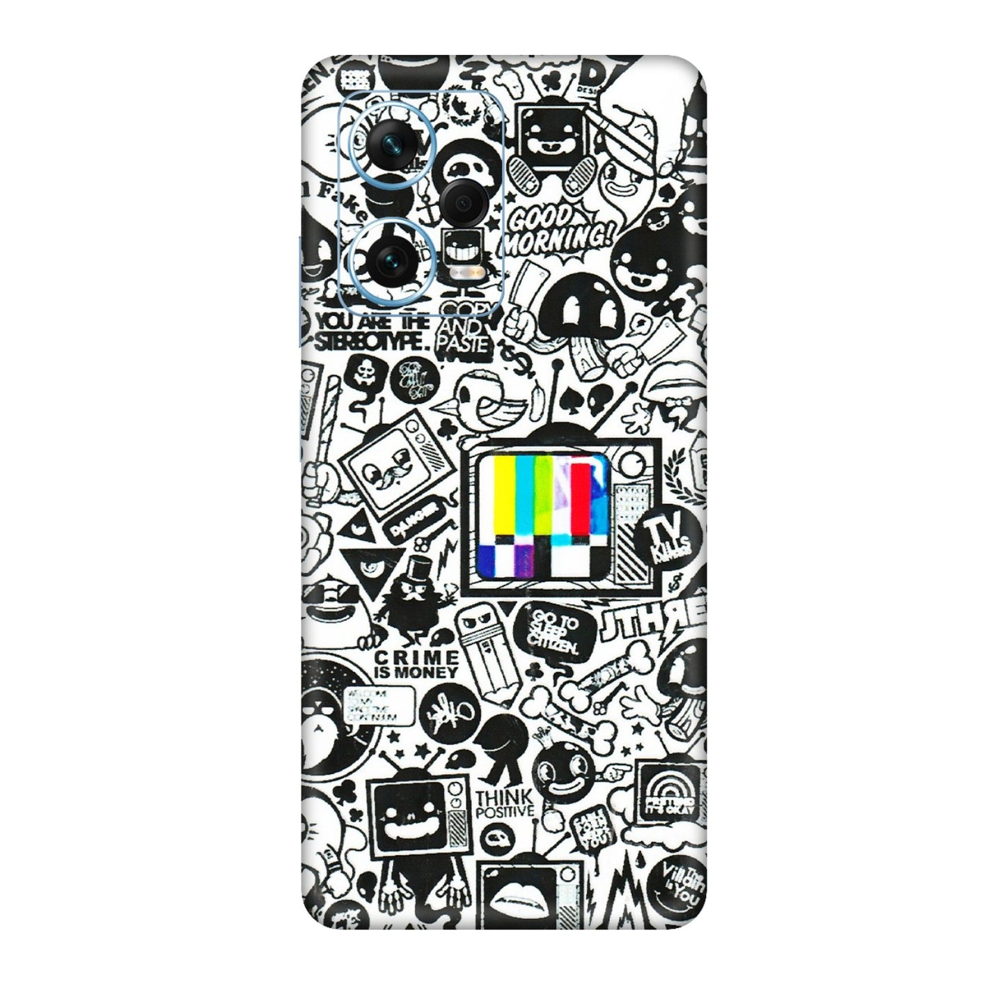 Xiaomi Redmi Phone Skins (All Models) - Doodles Positive Art - 3D Embossed Finish (L-263) Redmi Note 12 Pro Plus 5G