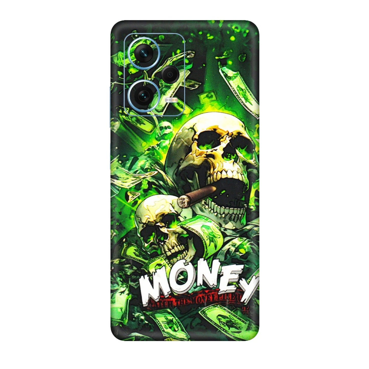 Xiaomi Redmi Phone Skins (All Models) - Skull Money - 3D Embossed Finish (L-303) Redmi Note 12 Pro Plus 5G