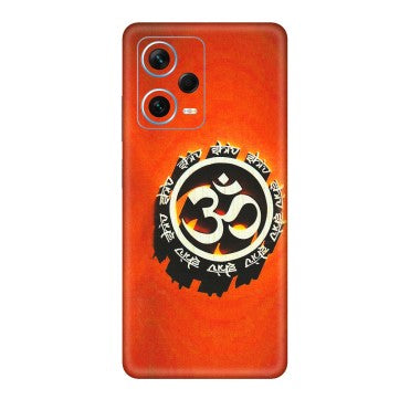 Xiaomi Redmi Phone Skins (All Models) - Aum Shiv Orange - 3D Embossed Finish (L-32) Redmi Note 12 Pro Plus 5G