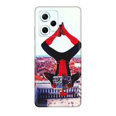 Xiaomi Redmi Phone Skins (All Models) - Spiderman Hanging - 3D Embossed Finish (L-53) Redmi Note 12 Pro Plus 5G