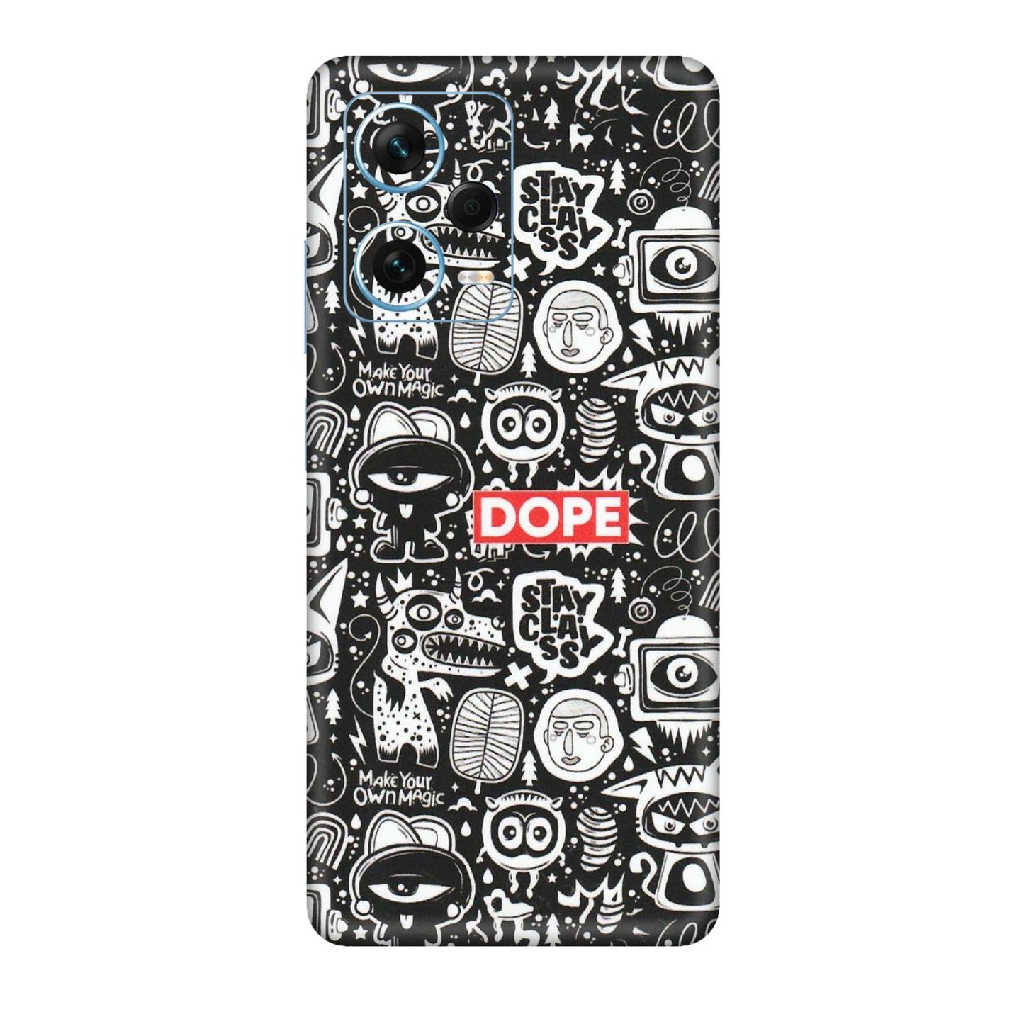 Xiaomi Redmi Phone Skins (All Models) - Dope Stay Classy Black Doodles - Matte Finish (M-126) Redmi Note 12 Pro Plus 5G