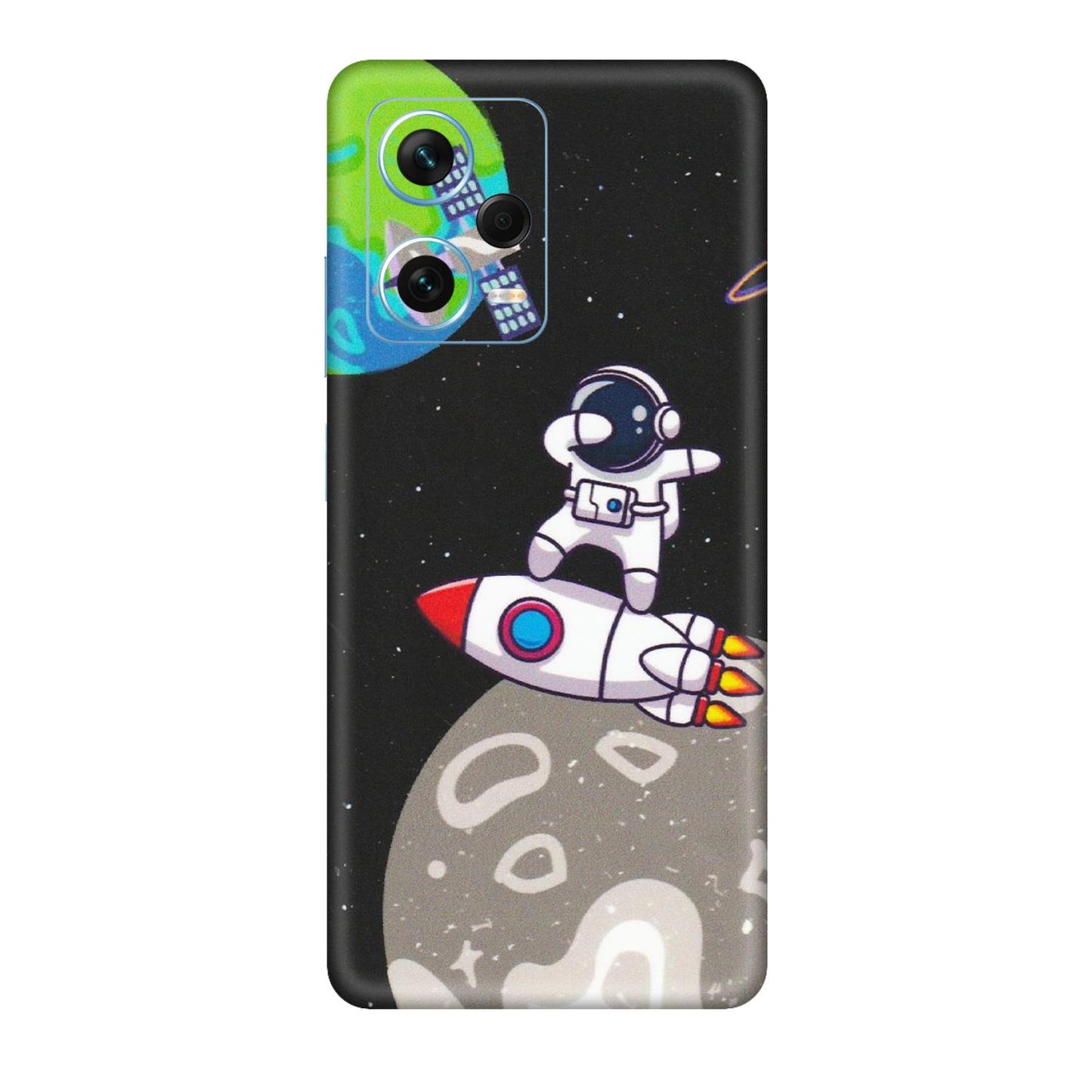 Xiaomi Redmi Phone Skins (All Models) - Astronaut Vibing Toon Running - Matte Finish (M-39) Redmi Note 12 Pro Plus 5G
