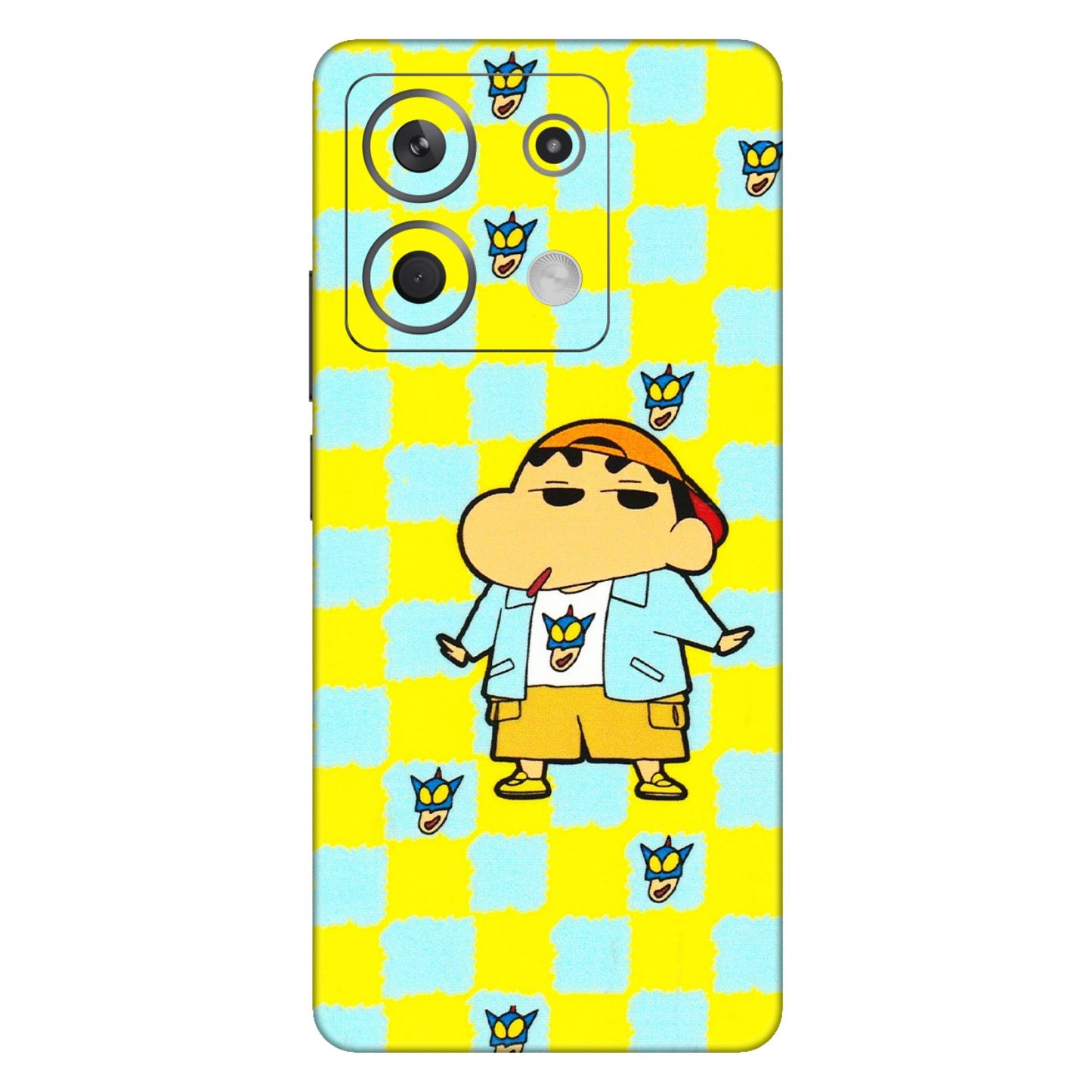 Xiaomi Redmi Phone Skins (All Models) - Yellow Blue Shinchan Cute - 3D Embossed Finish (L-221) Redmi Note 13 5G
