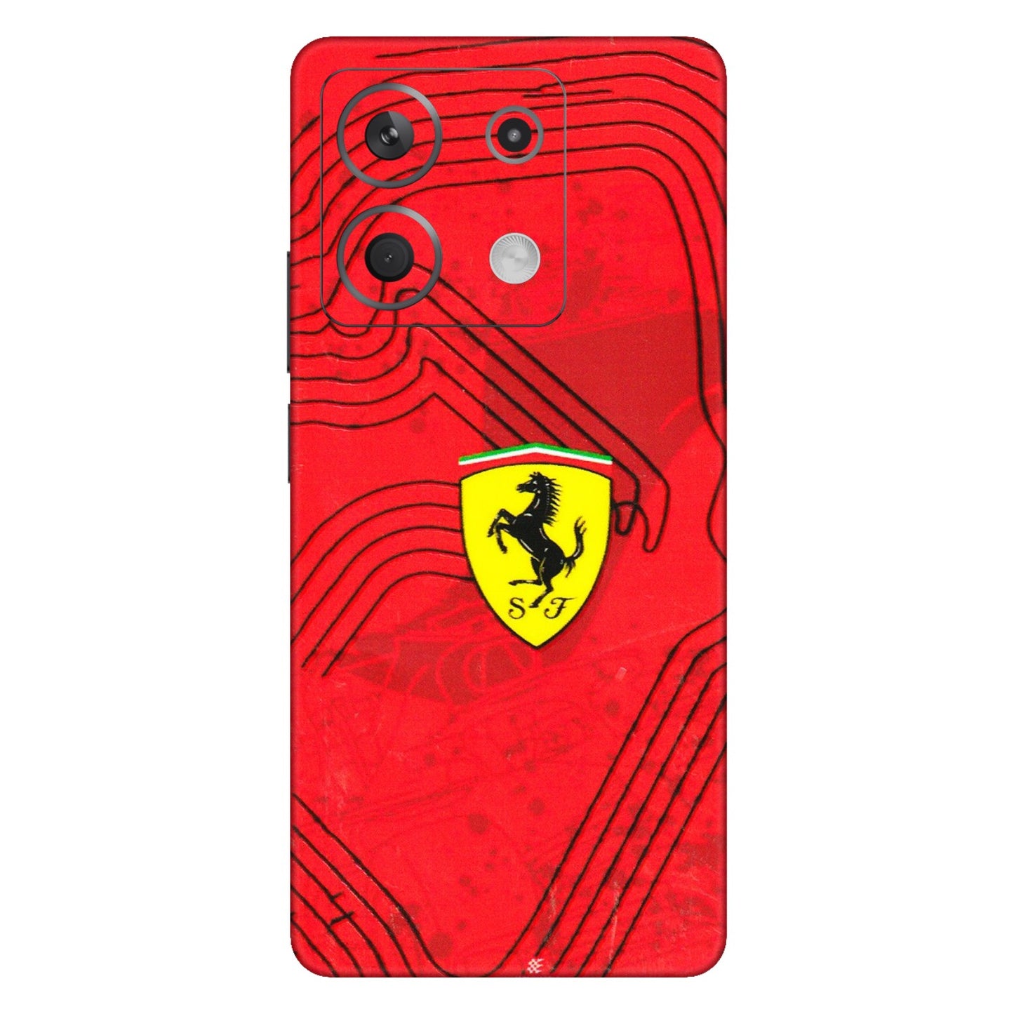 Xiaomi Redmi Phone Skins (All Models) - Red Ferrari Logo Stylish - 3D Embossed Finish (L-238) Redmi Note 13 5G
