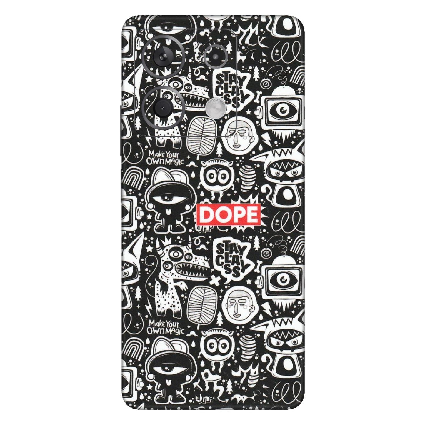 Xiaomi Redmi Phone Skins (All Models) - Dope Stay Classy Black Doodles - Matte Finish (M-126) Redmi Note 13 5G