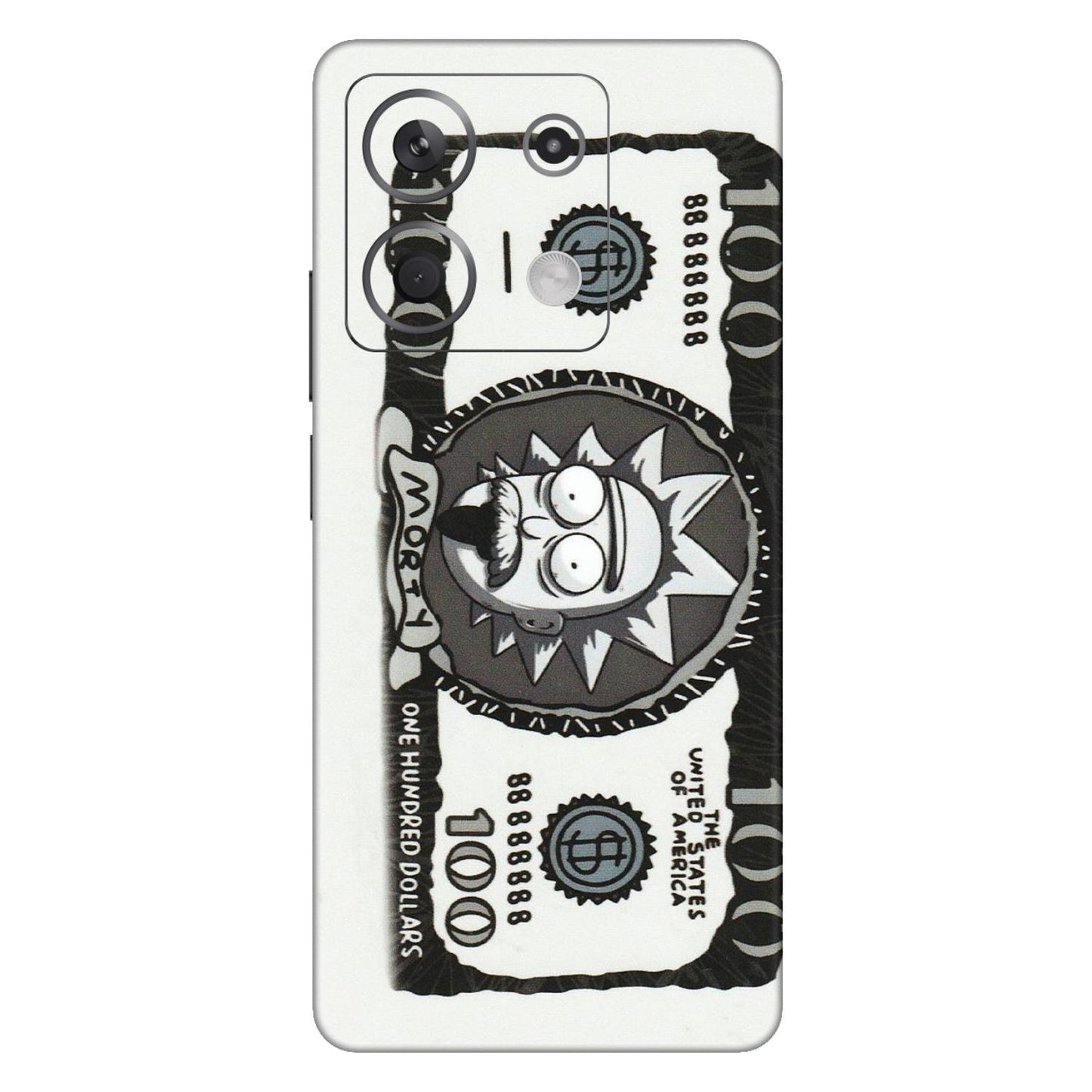 Xiaomi Redmi Phone Skins (All Models) - Rick And Morty Hundred Dollar Anime - Matte Finish (M-161) Redmi Note 13 5G
