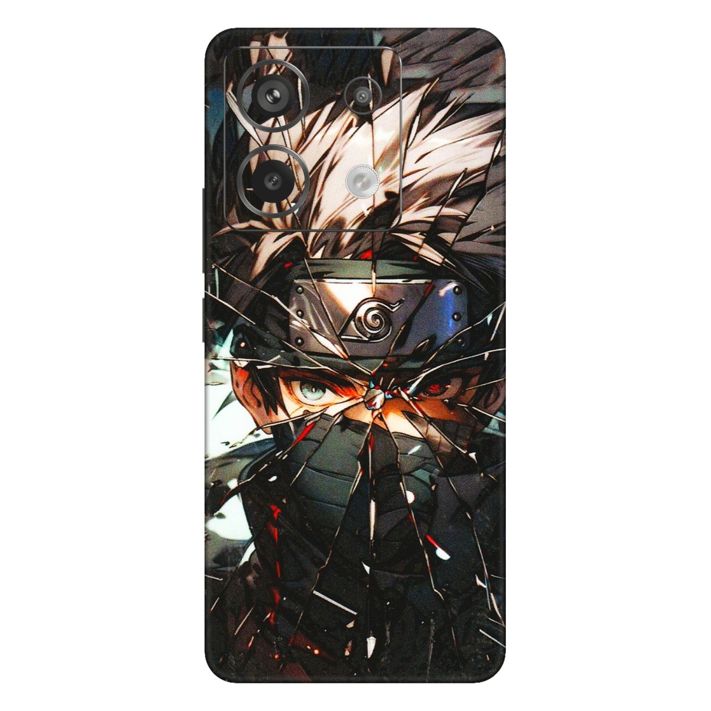 Xiaomi Redmi Phone Skins (All Models) - Kakashi Shattered Glass Effect - 3D Embossed Finish (L-237) Redmi Note 13 Pro 5G