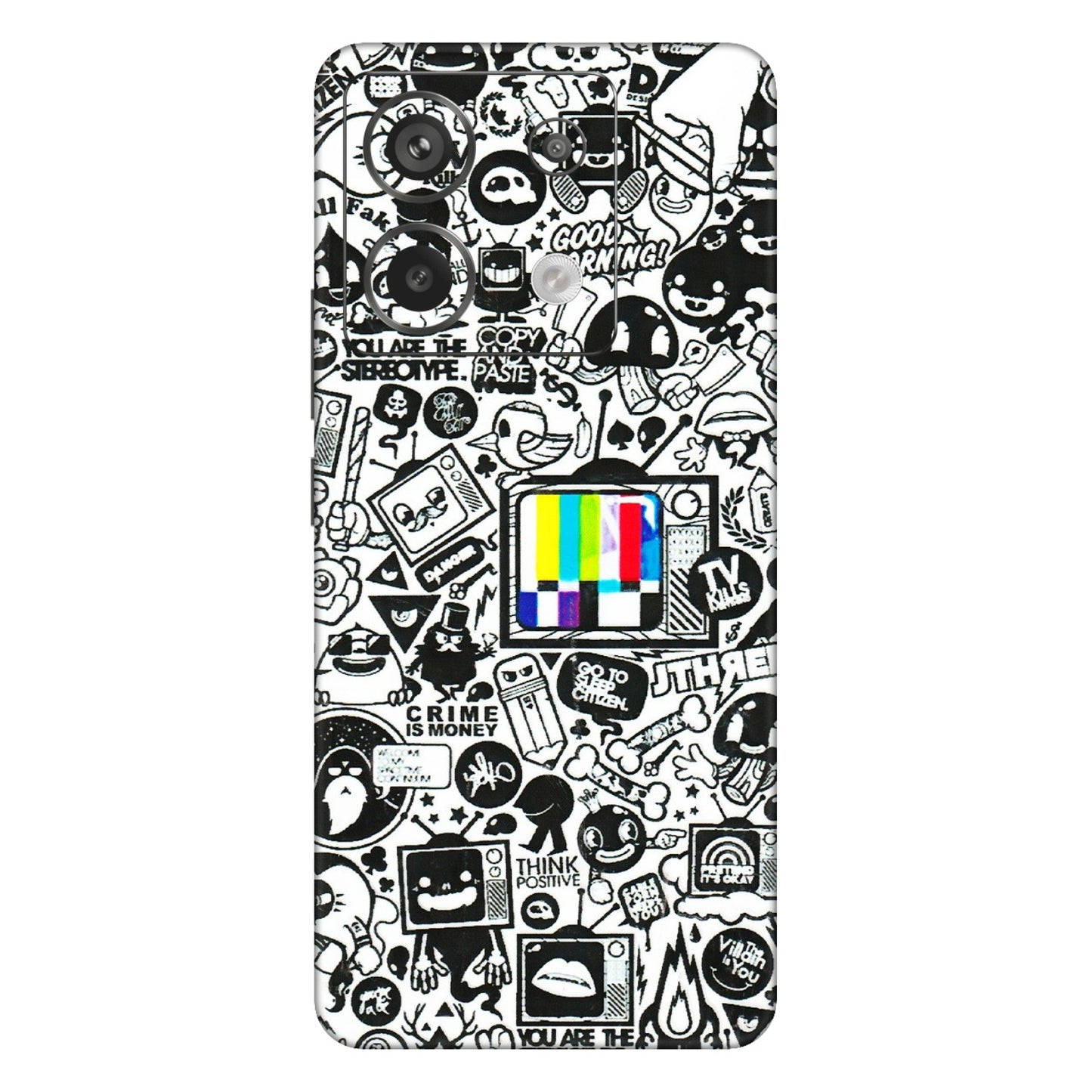 Xiaomi Redmi Phone Skins (All Models) - Doodles Positive Art - 3D Embossed Finish (L-263) Redmi Note 13 Pro 5G