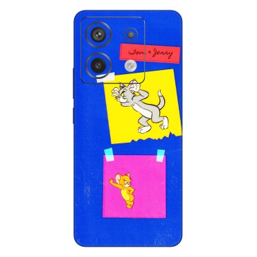 Xiaomi Redmi Phone Skins (All Models) - Tom N Jerry Sticky Notes - 3D Embossed Finish (L-88) Redmi Note 13 Pro 5G