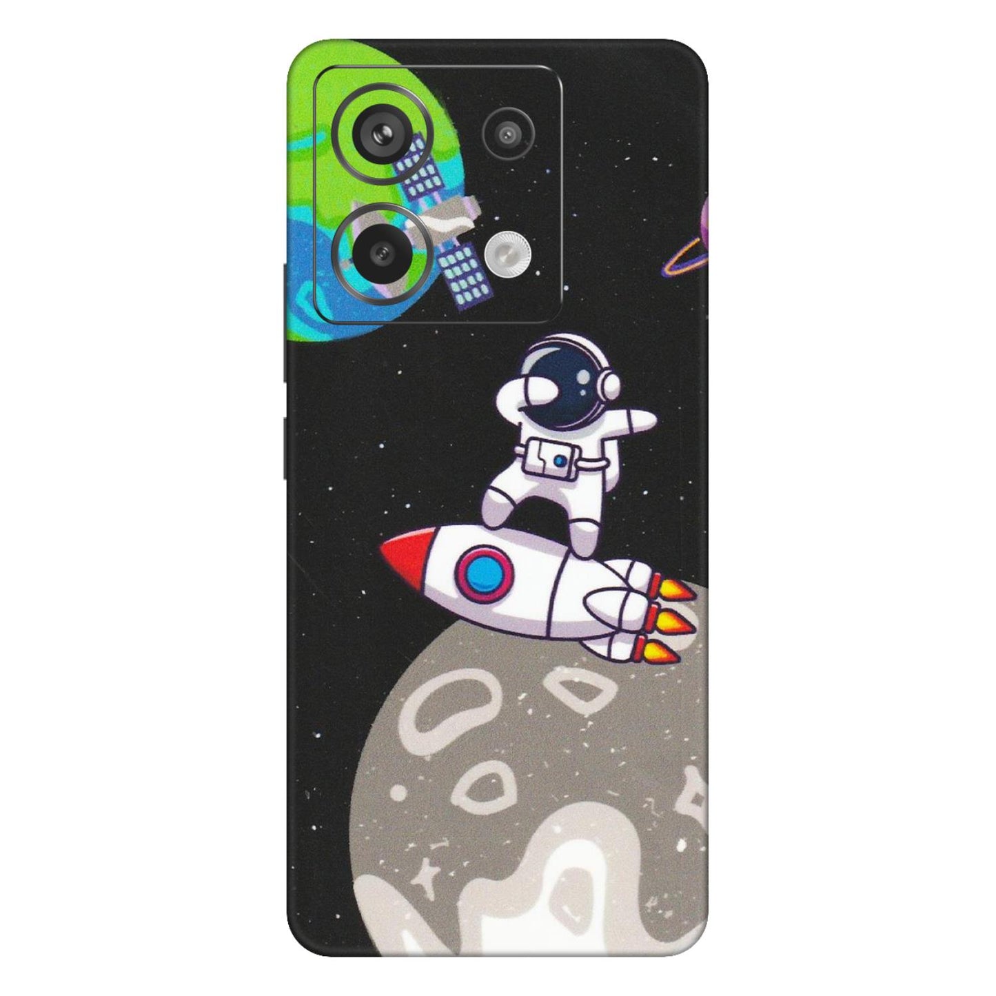 Xiaomi Redmi Phone Skins (All Models) - Astronaut Vibing Toon Running - Matte Finish (M-39) Redmi Note 13 Pro 5G