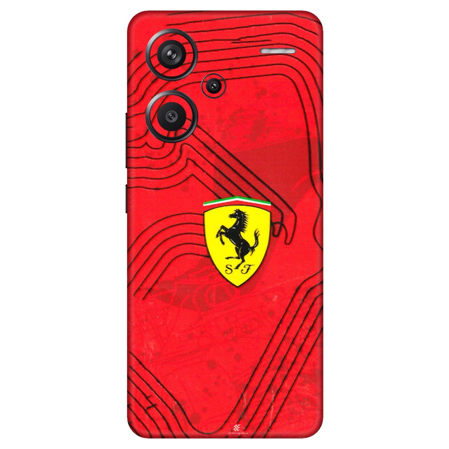 Xiaomi Redmi Phone Skins (All Models) - Red Ferrari Logo Stylish - 3D Embossed Finish (L-238) Redmi Note 13 Pro Plus 5G