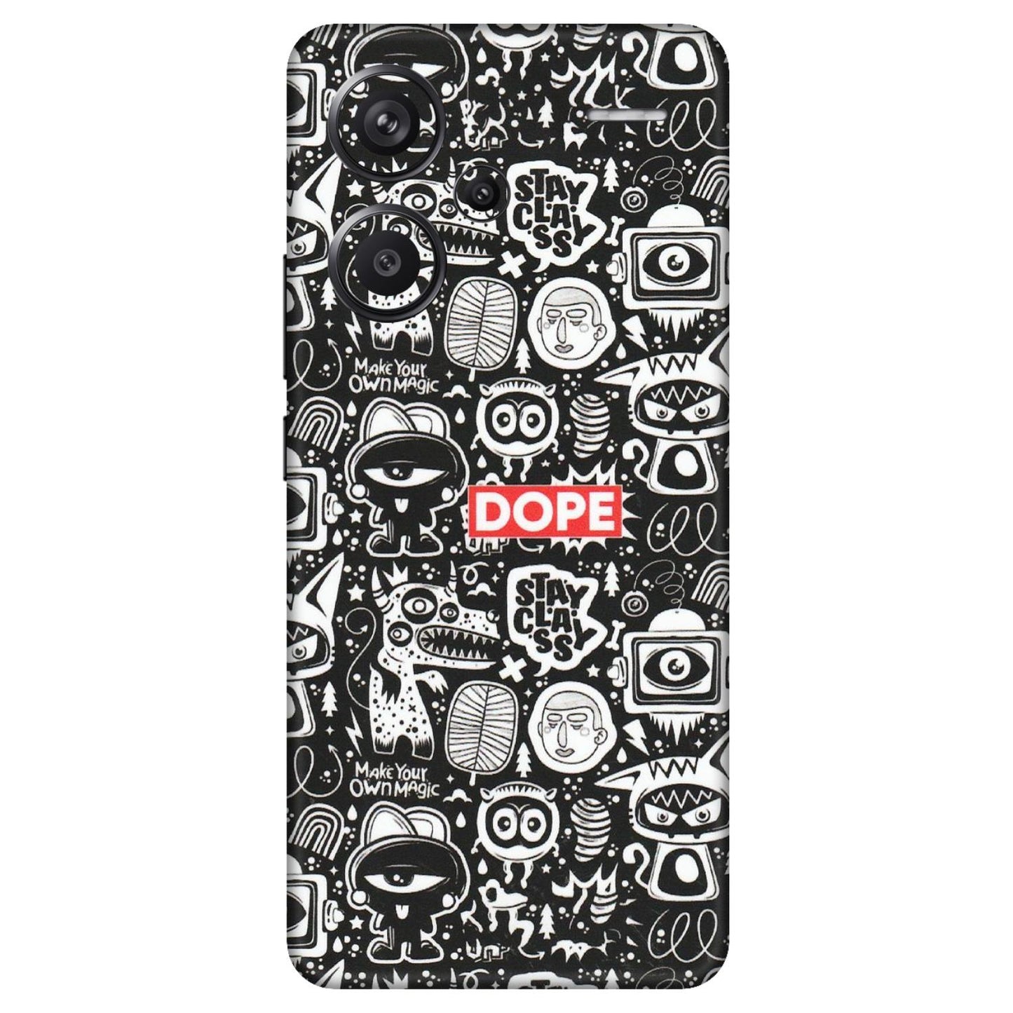 Xiaomi Redmi Phone Skins (All Models) - Dope Stay Classy Black Doodles - Matte Finish (M-126) Redmi Note 13 Pro Plus 5G