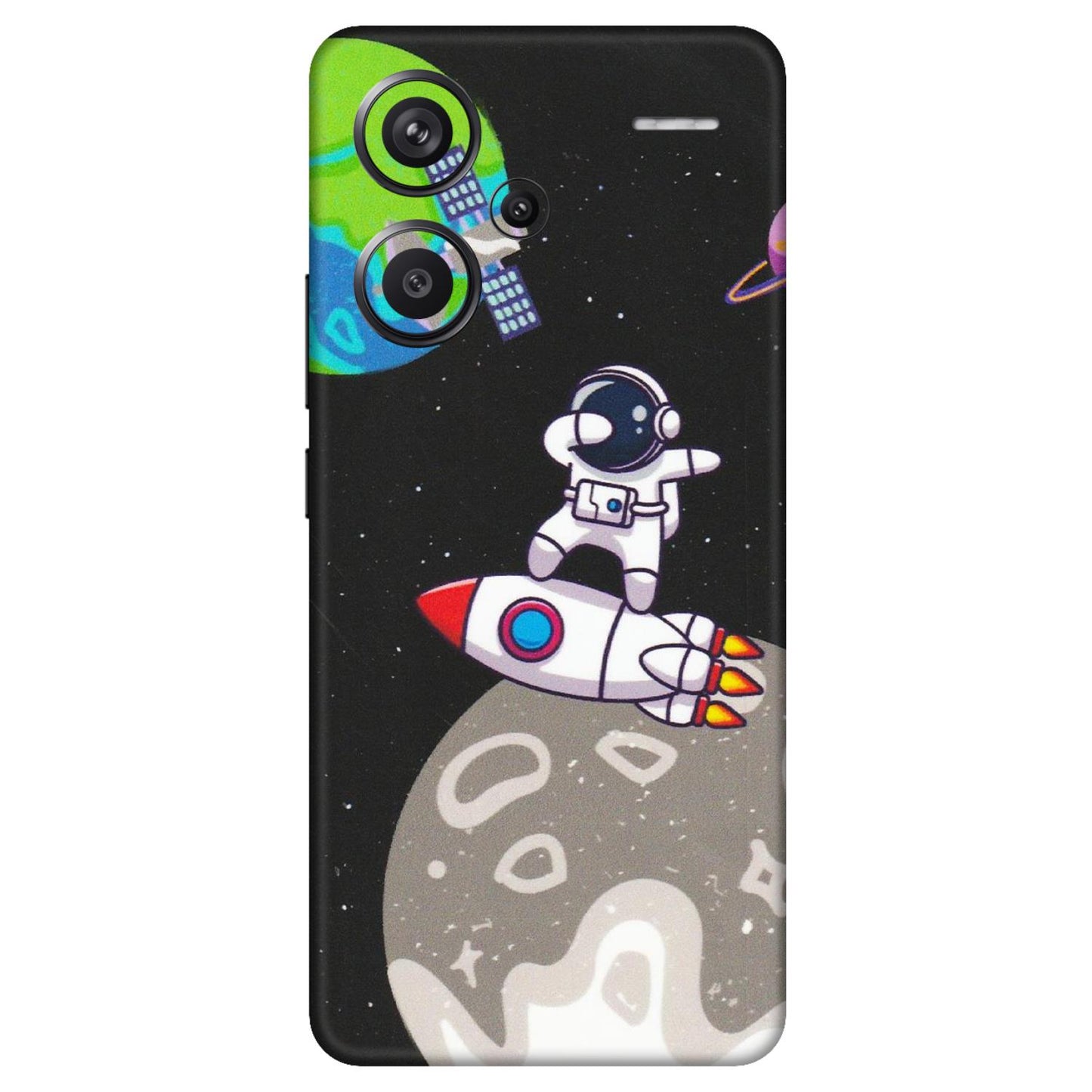 Xiaomi Redmi Phone Skins (All Models) - Astronaut Vibing Toon Running - Matte Finish (M-39) Redmi Note 13 Pro Plus 5G
