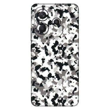 Xiaomi Redmi Phone Skins (All Models) - White Black Camouflage - 3D Embossed Finish (L-18) Redmi Note 14 5G