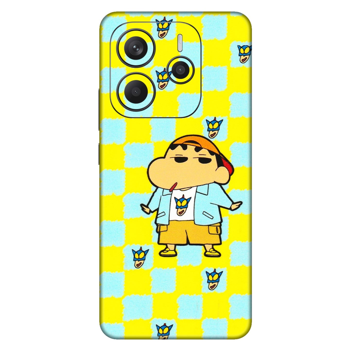 Xiaomi Redmi Phone Skins (All Models) - Yellow Blue Shinchan Cute - 3D Embossed Finish (L-221) Redmi Note 14 5G