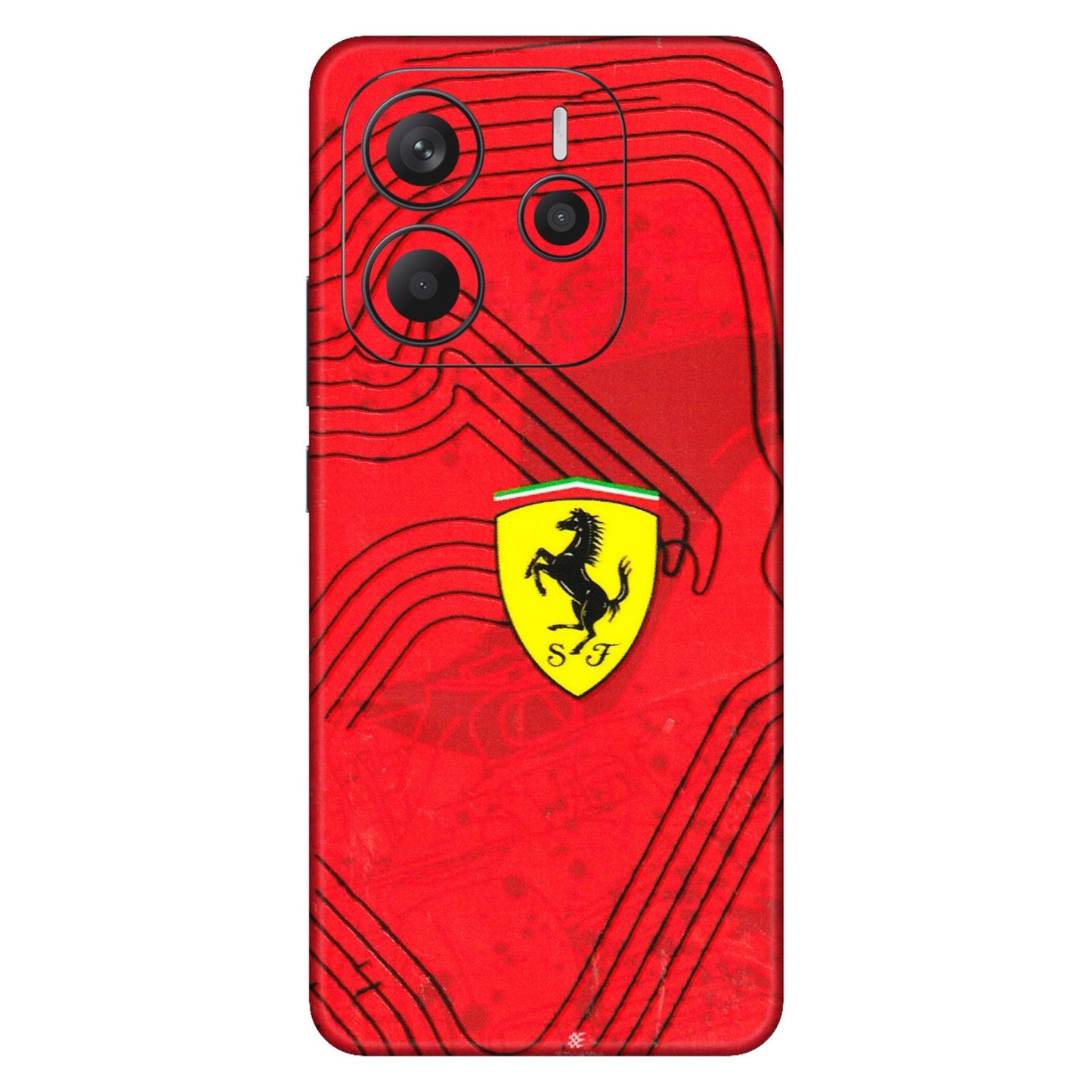 Xiaomi Redmi Phone Skins (All Models) - Red Ferrari Logo Stylish - 3D Embossed Finish (L-238) Redmi Note 14 5G