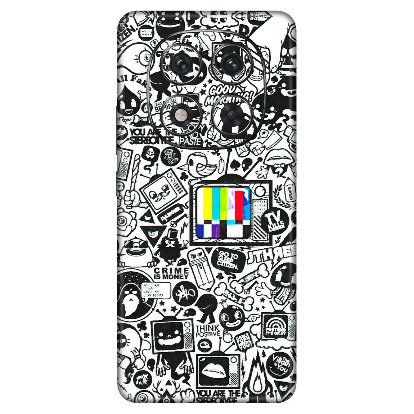 Xiaomi Redmi Phone Skins (All Models) - Doodles Positive Art - 3D Embossed Finish (L-263) Redmi Note 14 Pro 5G