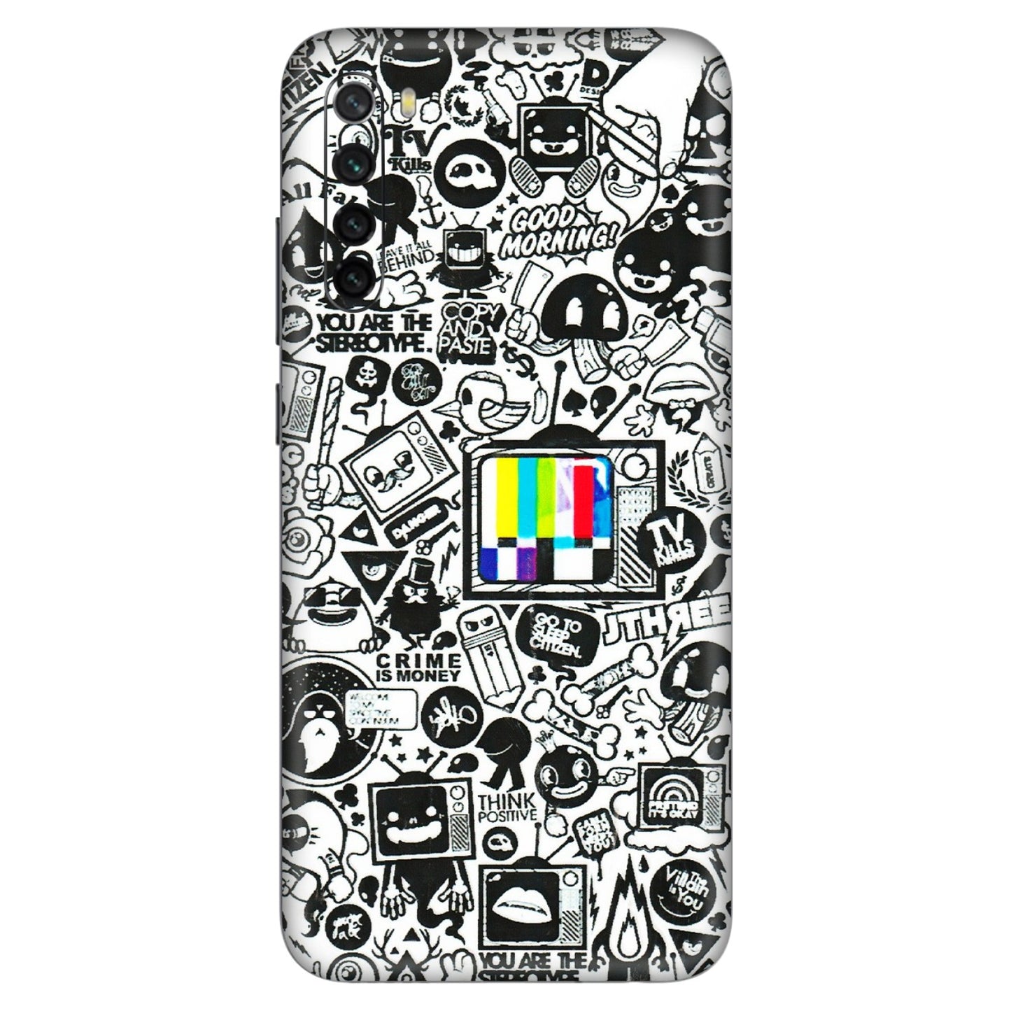 Xiaomi Redmi Phone Skins (All Models) - Doodles Positive Art - 3D Embossed Finish (L-263) Redmi Note 8