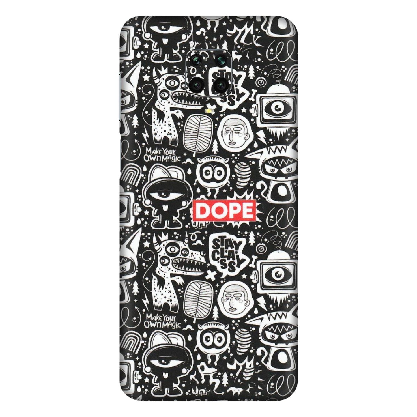 Xiaomi Redmi Phone Skins (All Models) - Dope Stay Classy Black Doodles - Matte Finish (M-126) Redmi Note 9 Pro Max