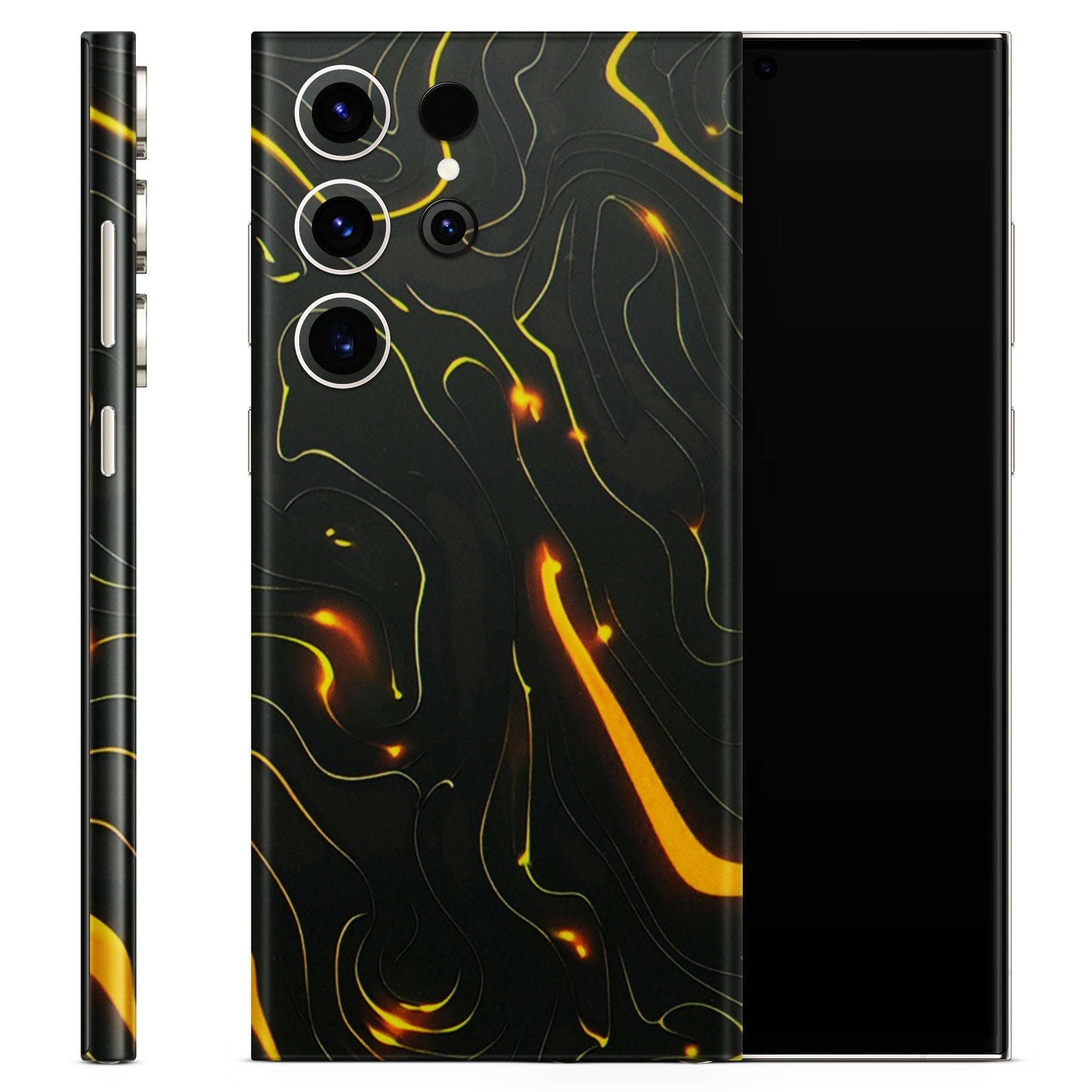 Black Golden Lines 3D Textured Phone Skin