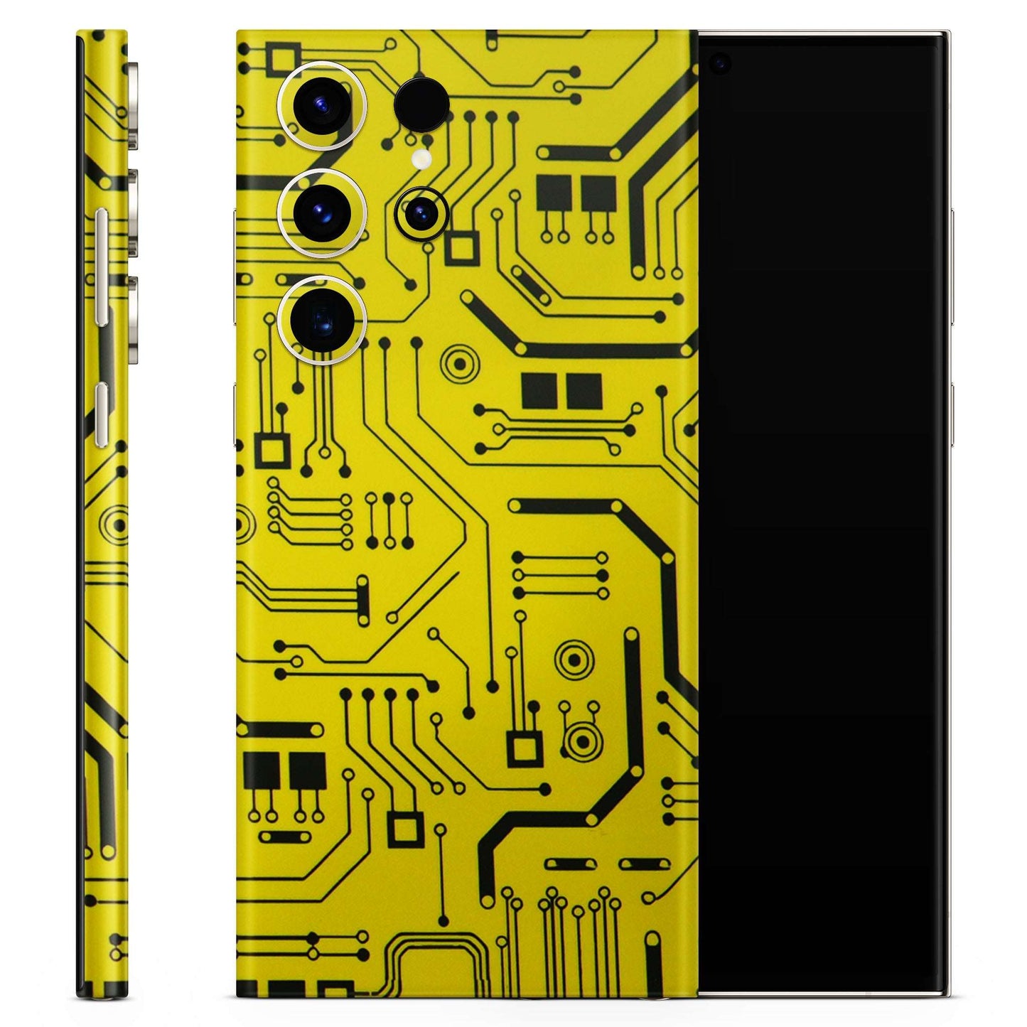 Yellow Tech Circuit Matte Finish Phone Skin