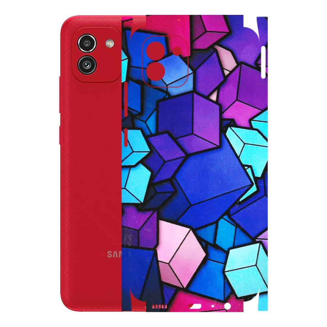 Samsung A/S Series Phone Skins (All Models) - Cube Doodle - 3D Embossed Finish (L-141) Samsung Galaxy A03