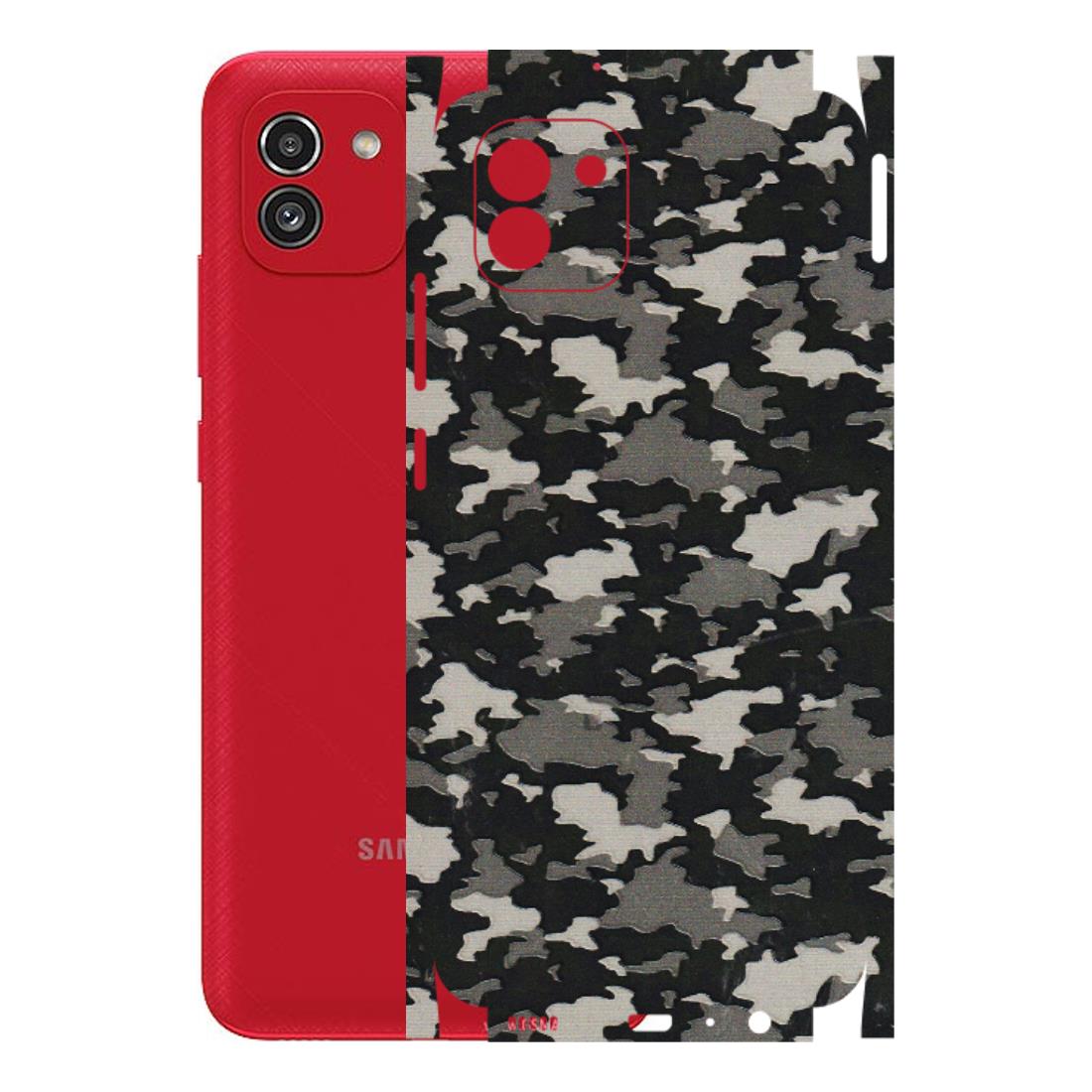 Samsung A/S Series Phone Skins (All Models) - Black/Grey Camoflaunge - 3D Embossed Finish (L-142) Samsung Galaxy A03