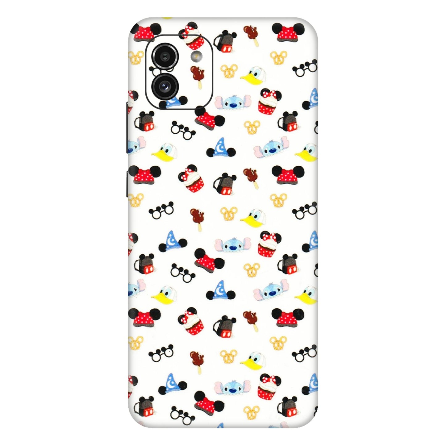 Samsung A/S Series Phone Skins (All Models) - Minnie Mouse & Donald Doodles s - 3D Embossed Finish (L-194) Samsung Galaxy A03