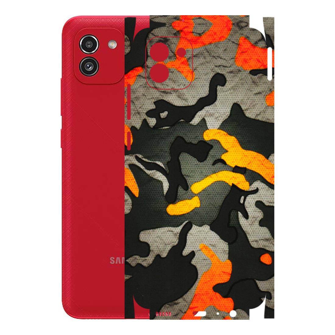 Samsung A/S Series Phone Skins (All Models) - Orange Camouflage - 3D Embossed Finish (L-204) Samsung Galaxy A03