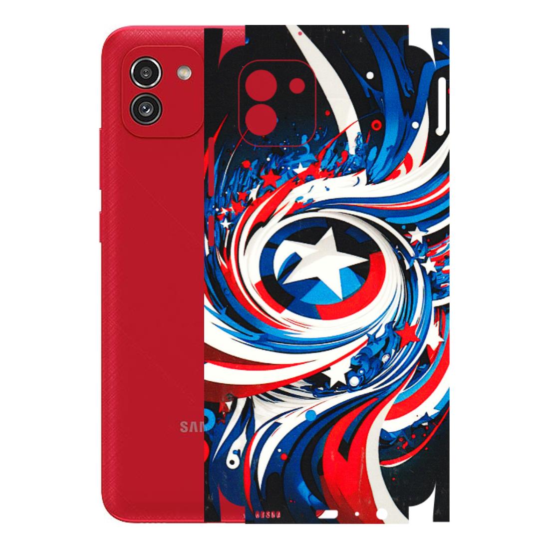 Samsung A/S Series Phone Skins (All Models) - Captain America Logo - 3D Embossed Finish (L-307) Samsung Galaxy A03