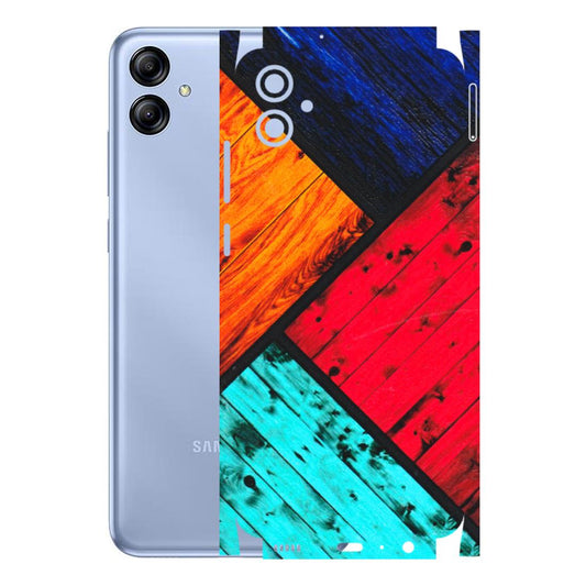 Samsung A/S Series Phone Skins (All Models) - Colourful Wood Panels Abstract - 3D Embossed Finish (L-09) Samsung Galaxy A04E