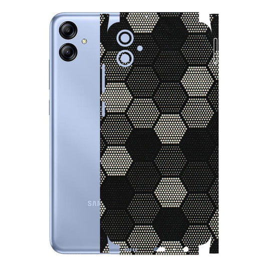 Samsung A/S Series Phone Skins (All Models) - Black & White Dotted Honeycomb Texture - 3D Embossed Finish (L-202) Samsung Galaxy A04E