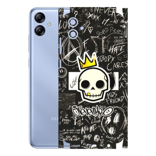 Samsung A/S Series Phone Skins (All Models) - Funny Skull Black Chalk Grafitti - 3D Embossed Finish (L-22) Samsung Galaxy A04E