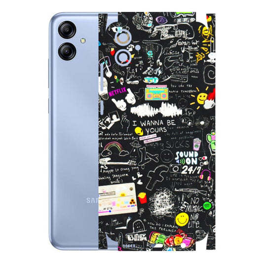 Samsung A/S Series Phone Skins (All Models) - Black Creatives Doodles - 3D Embossed Finish (L-311) Samsung Galaxy A04E