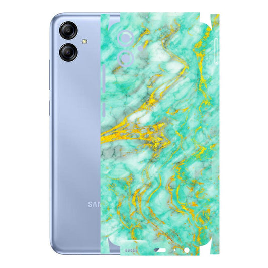 Samsung A/S Series Phone Skins (All Models) - Green And Gold Marble Feel - Matte Finish (M-16) Samsung Galaxy A04E