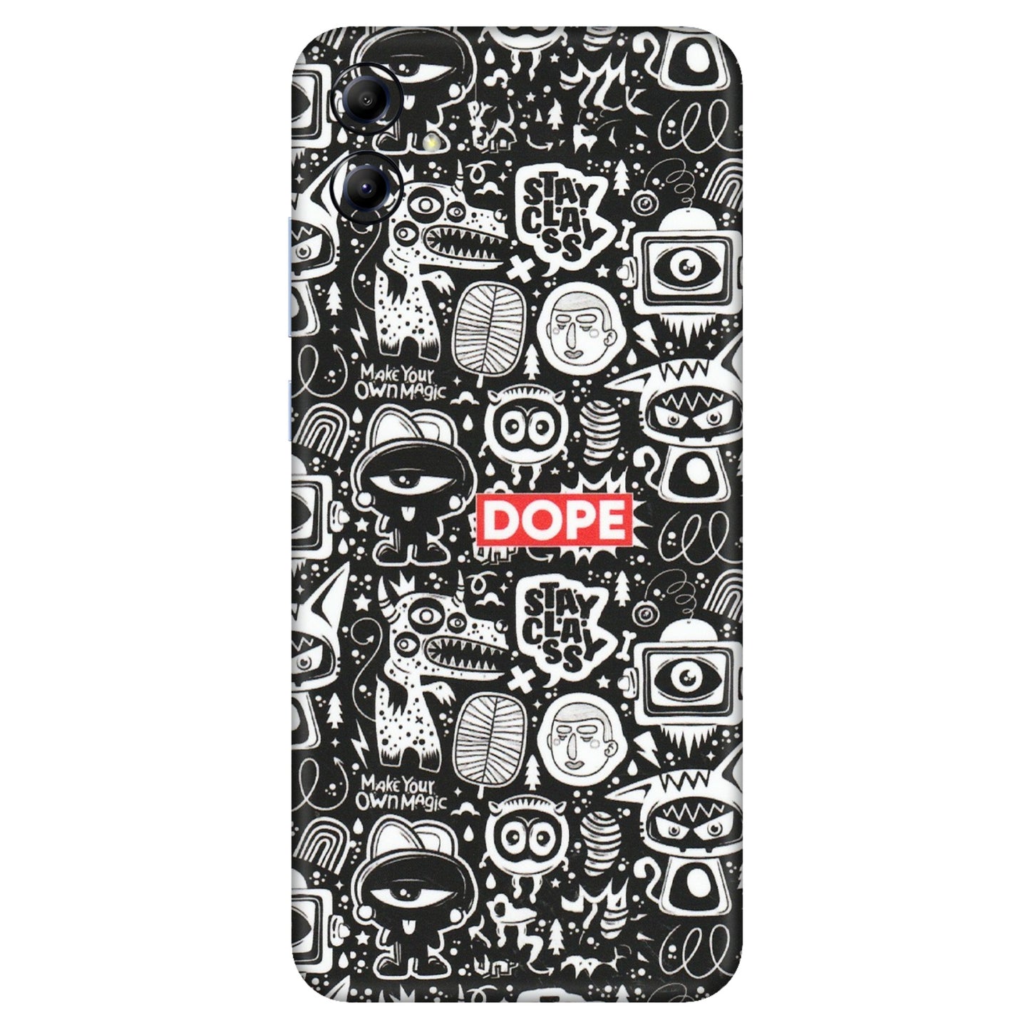 Samsung A/S Series Phone Skins (All Models) - Dope Stay Classy Black Doodles - Matte Finish (M-126) Samsung Galaxy A04E